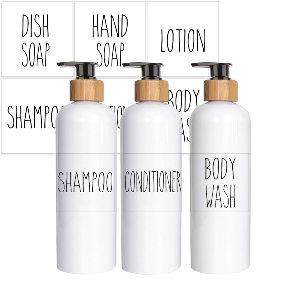 Bathroom Soap Dispenser Bottle Shampoo Bottle Body Wash Conditioner Refillable Lotion Sub Bottling Waterproof Label 500ML