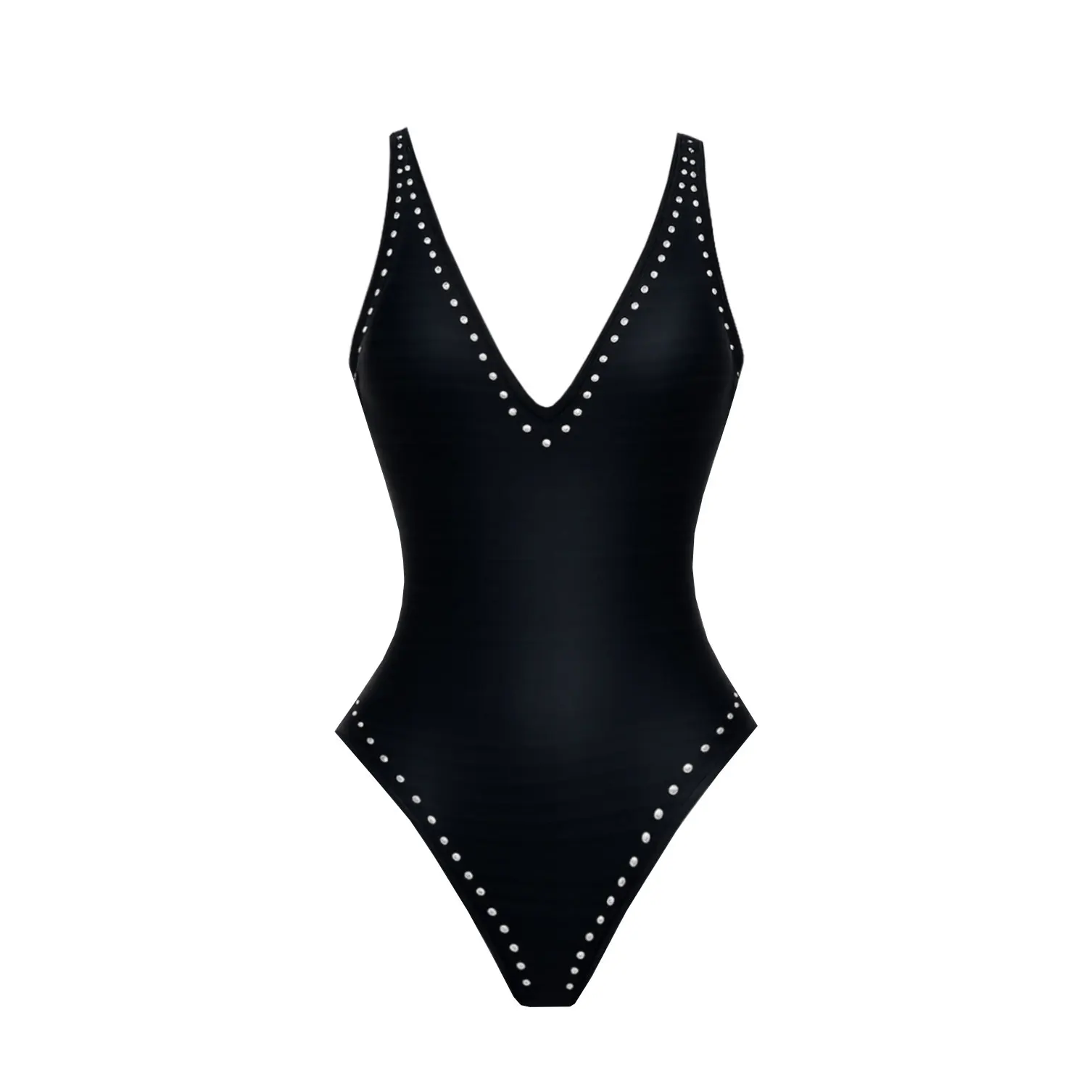 Sexy Deep V-neck One Piece Swimsuit Women Swimwear Fashion Lady Rivet Detail Bodysuit Luxury Mujer Bathing Suit Female Beachwear view 4