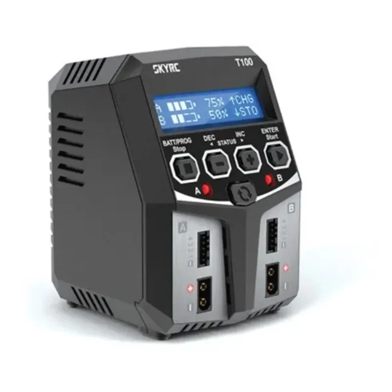 SKYRC T100 SK‑100162 Dual-Channel AC-Balancer-Ladegerät 2x50W 5A 2‑4S LiPo LiFe LiHV NiMH Pb XT60 für RC-Auto FPV-Drohnen-Akku – Detail 3