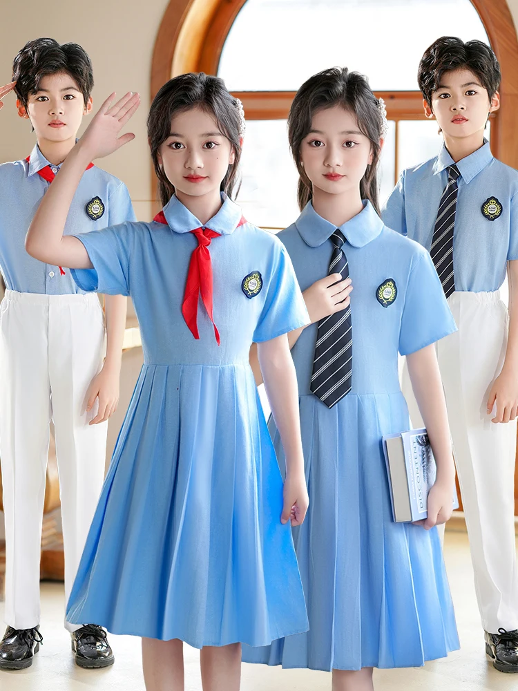 

Blue Performance Costume National Costume Stage Performance Chorus Recitation Competition Patriotic Poem Speech Primary Schoo...