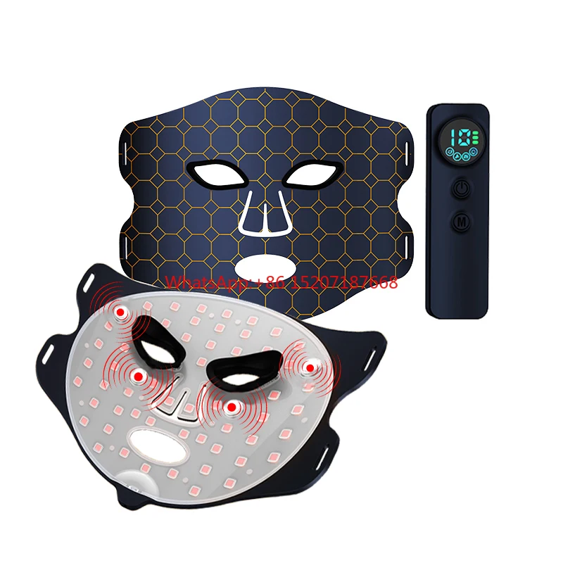 New Trends Vibration Massage Red Light Mask NIR Near Infrared 4 Colors LED Facial Face Red Light Therapy Mask