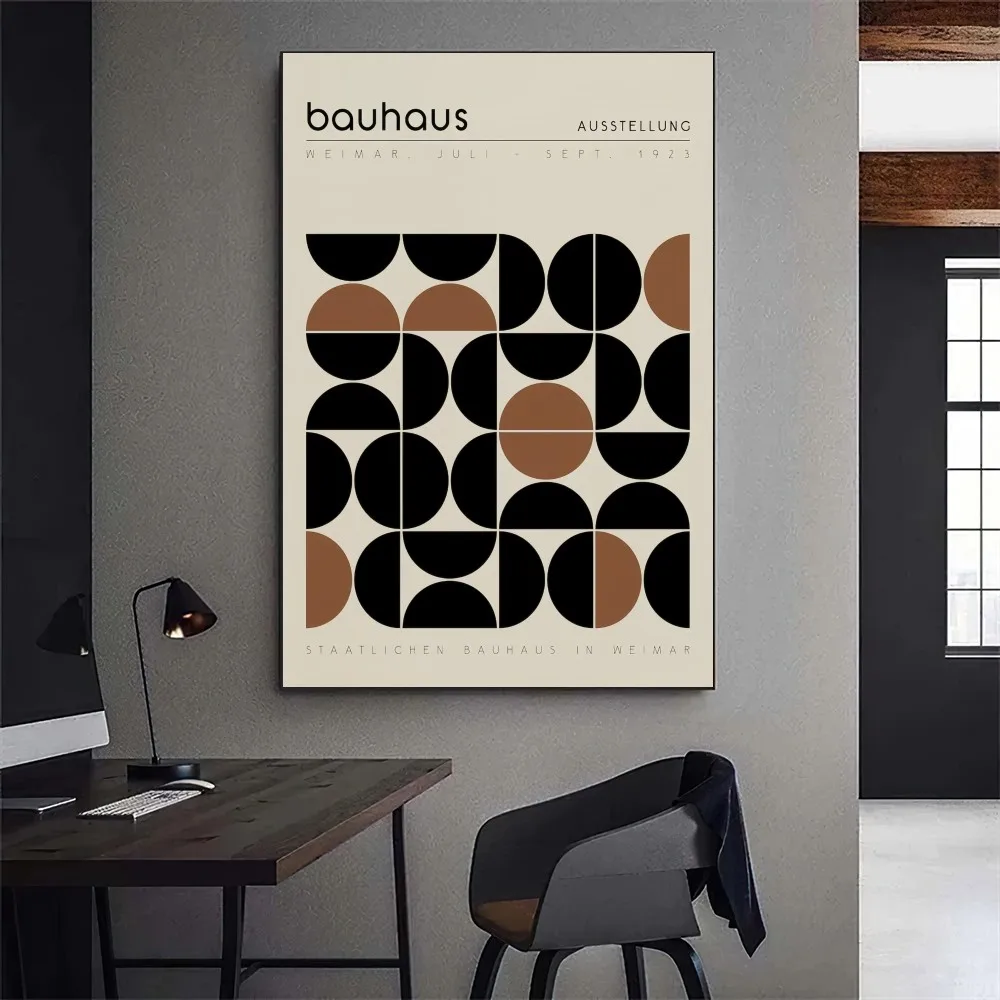 Bauhaus Geometric Exhibition Poster Gallery Prints Self Adhesive Home Decor Decoration Wall Decals Living Room Sticker