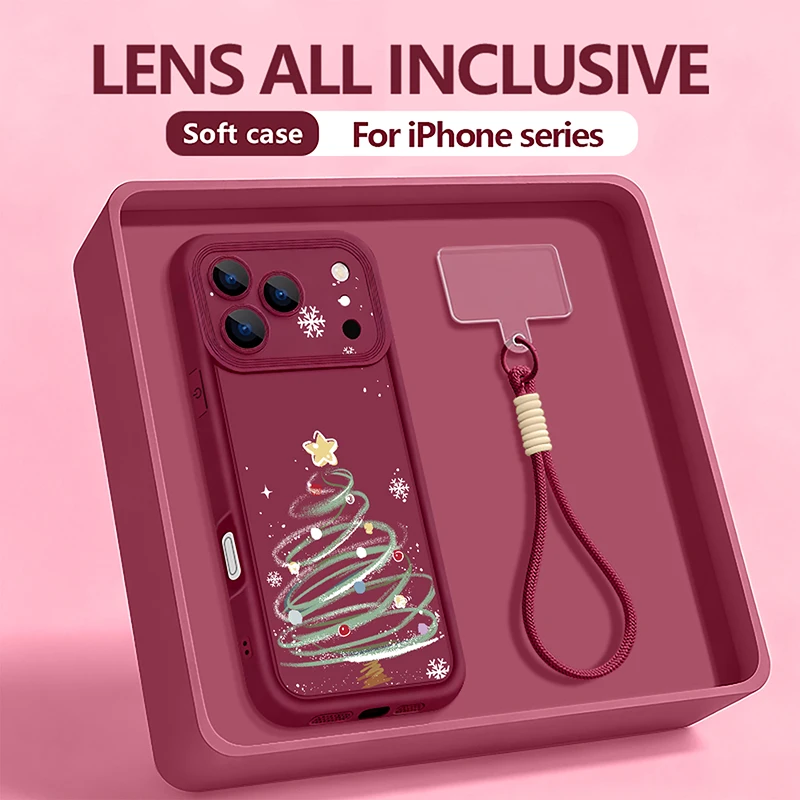 الخيال خط شجرة عيد الميلاد شريط للرسغ الحال بالنسبة آيفون 17 برو ماكس فوندا آيفون 16 برو ماكس 15 14 13 12 11 16E 17 الهواء غطاء ناعم