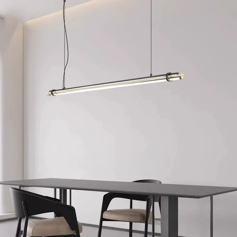 

SANDYHA Nordic Crystal LED Pendant Light Modern Long Design for Restaurant Dining Table Living Room Decoration Lighting Fixtures
