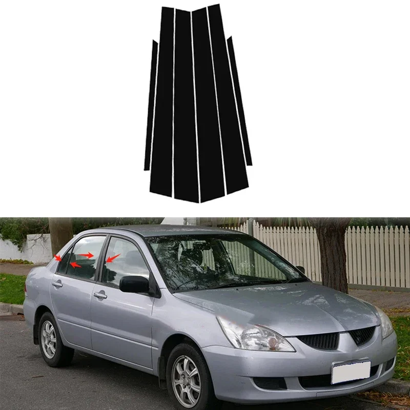 

Pillar Posts Cover Trim For Lancer CS3 GLX 2000-2006 Glossy Black Car Door Column Styling Stickers 6Pcs