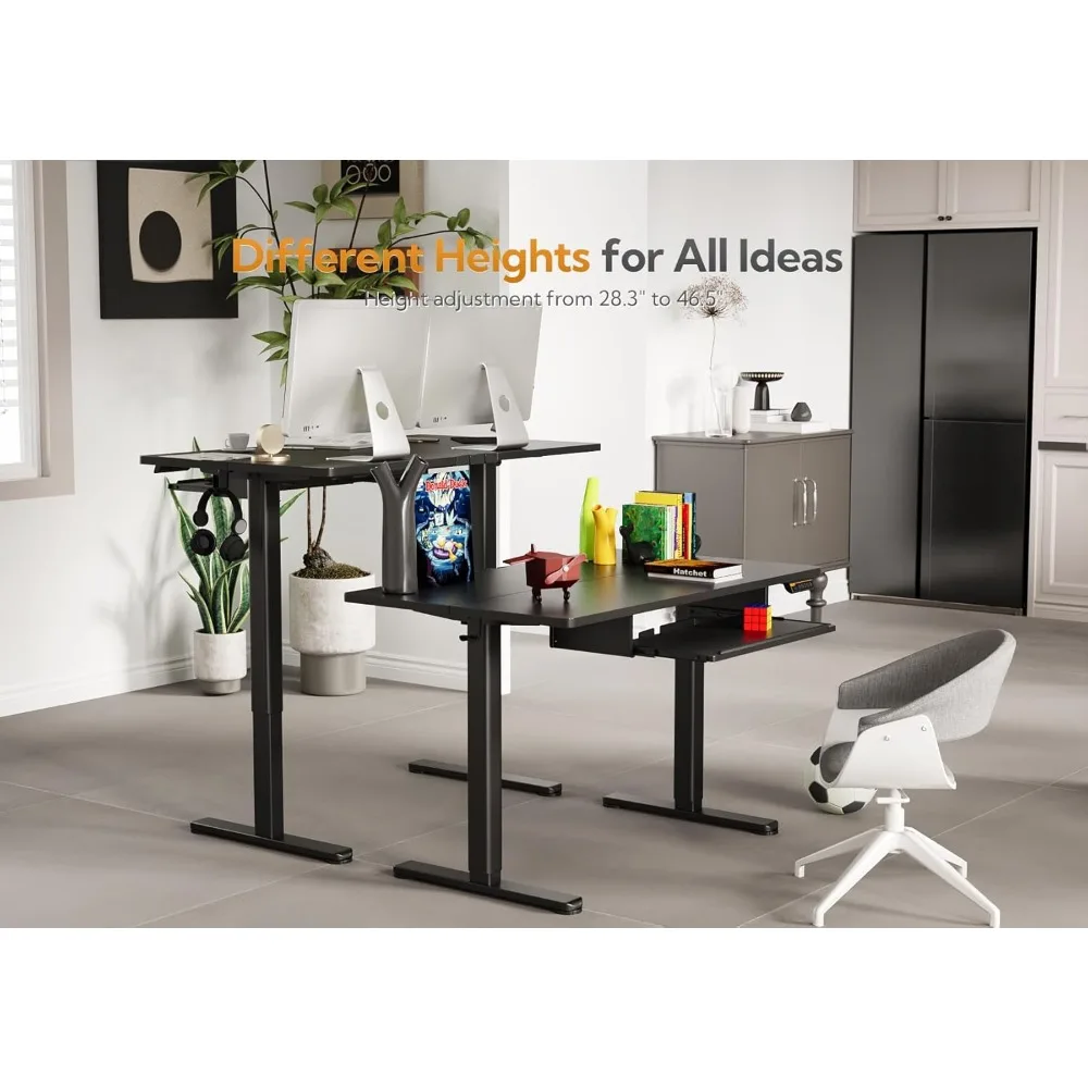 Keyboard Tray, Standing Desk Adjustable Height, Raising Desks for Home Office and Computer Workstation, 48 Inches, Black