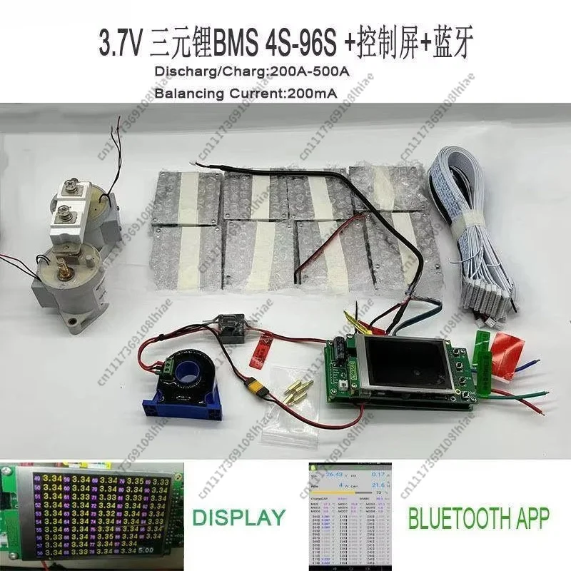 4S-96S 3.7V Lithium Battery High-Voltage BMS Protection Board 200A 500A, Common/Independent Port with Bluetooth Screen