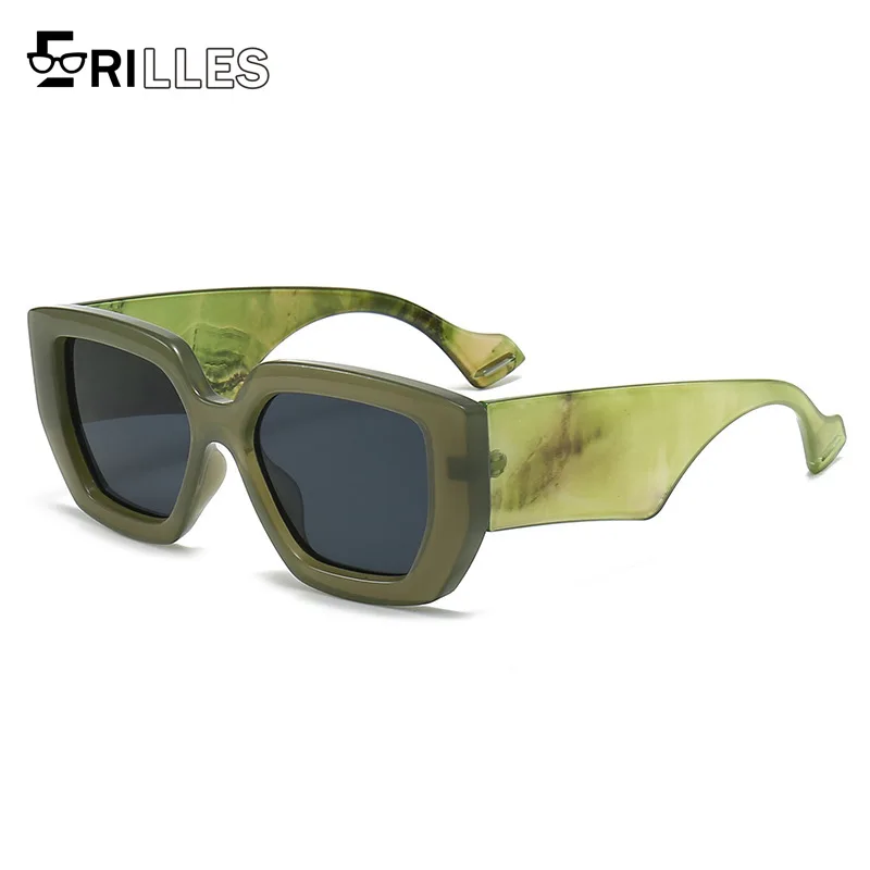 Farbblock-Sonnenbrille, übergroßer quadratischer Rahmen mit UV400, Schlankheitseffekt-Design, modisches Statement für den Außenbereich