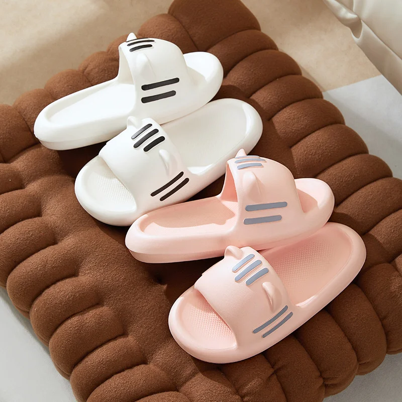 Spring And Summer New Cute Cartoon Cute Cat Slipper Couple Men And Women's Home Slippers Thick Sole Anti Slip Slides Flip Flops