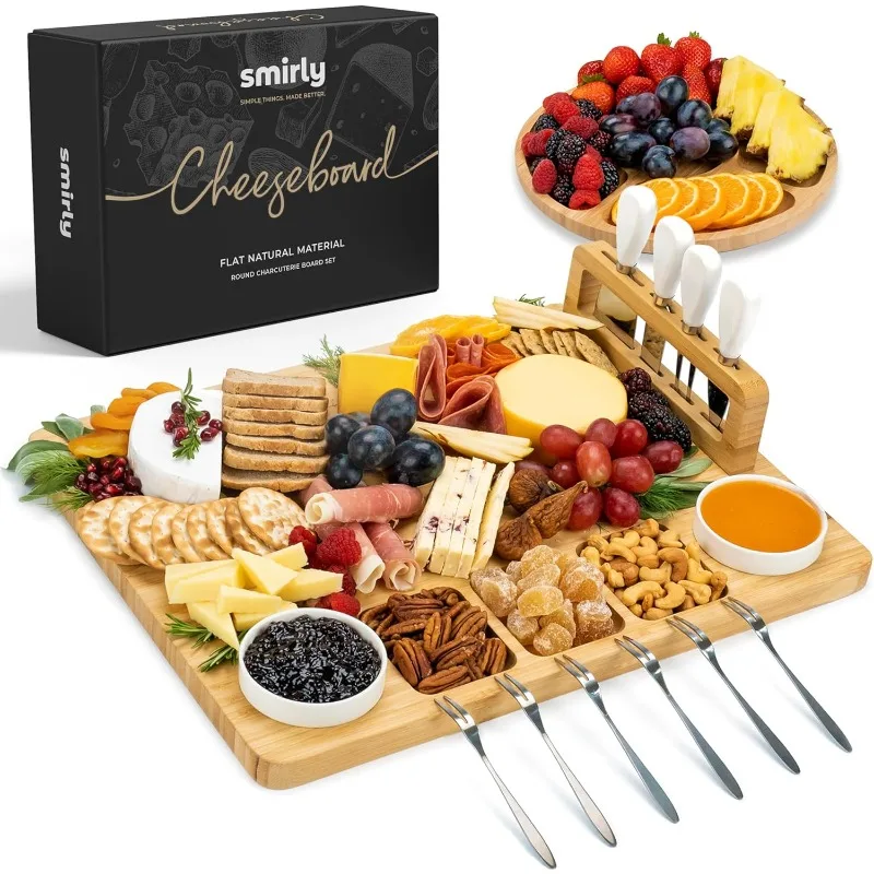 

Boards Gift Set: Board Set, Bamboo Cheese Board Set - House Warming Gifts, Wedding Gifts for Couple, Bridal Shower Gift