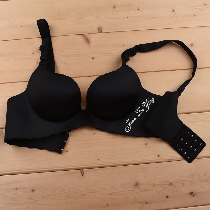 Thickened Bra Gathers 8cm Without Steel Ring, Adjustable Ultra Thick Small Chest, No Marks, Sexy Watermark Letters, One Piece