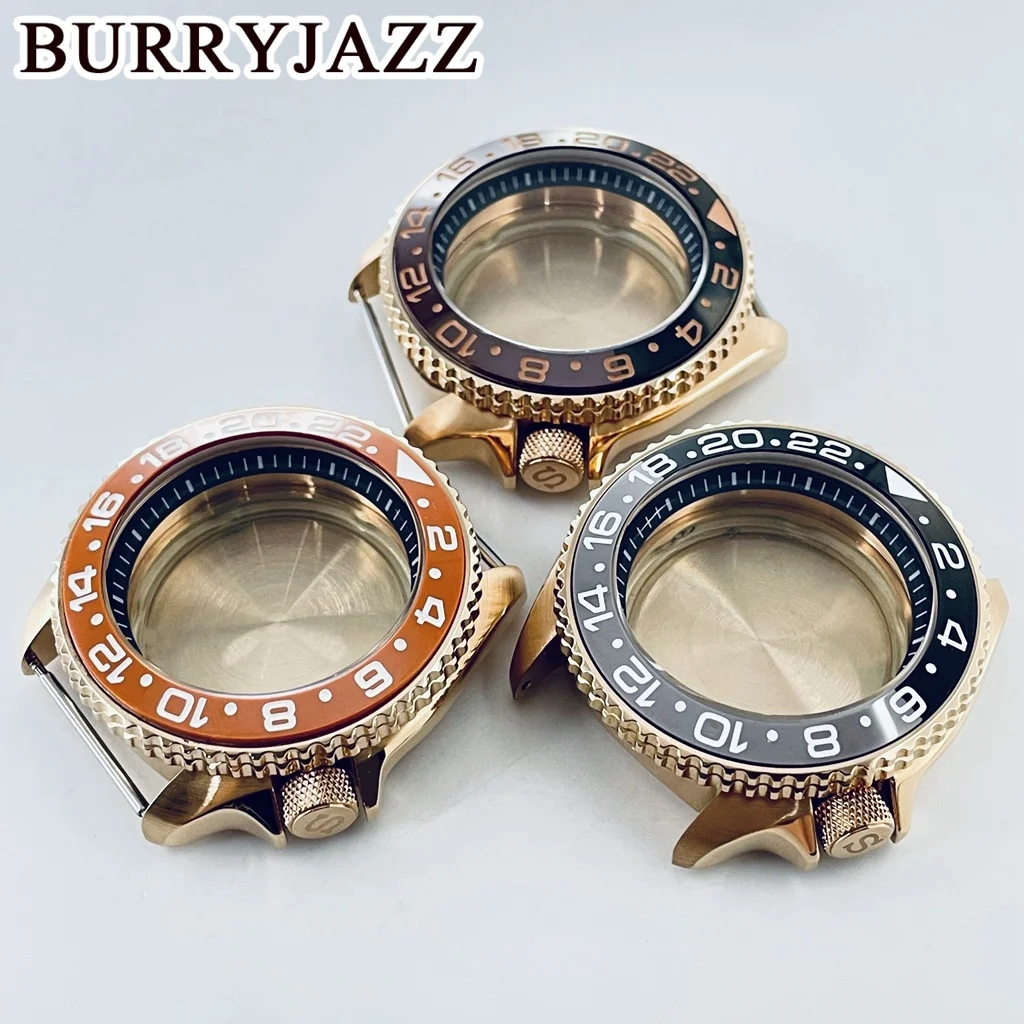 BURRYJAZZ 42 มม.NH34 NH35 NH36 NH38 NH70 NH72 นาฬิกา Rose Gold Case สแตนเลสสตีลอลูมิเนียมเซรามิค BEZEL