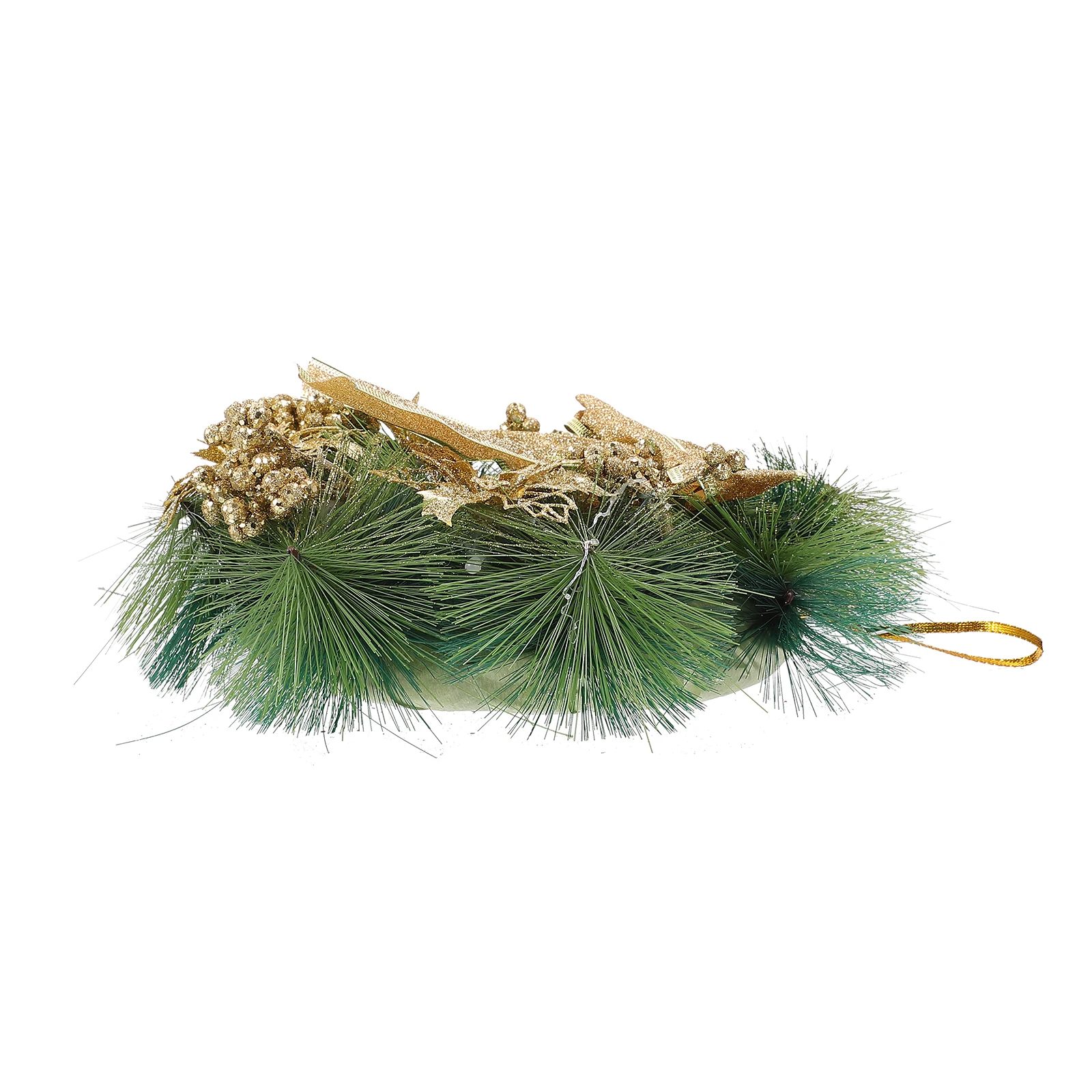 

Golden Wreath Ornament Lightweight Christmas Decoration Outdoor Berry Simulation Plastic Xmas Pendant