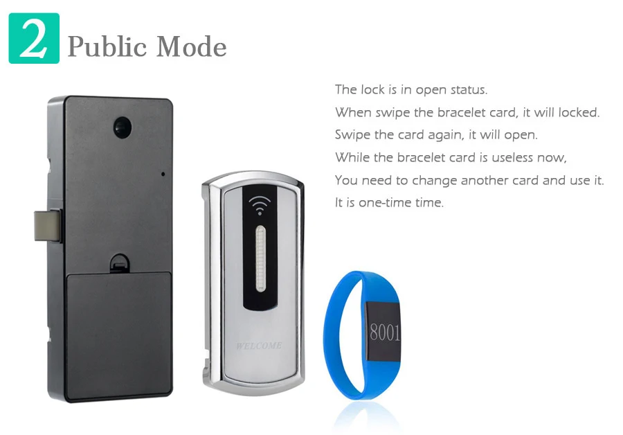 Cerradura rectangular para gabinete de sauna con tarjeta intermitente para abrir la puerta.