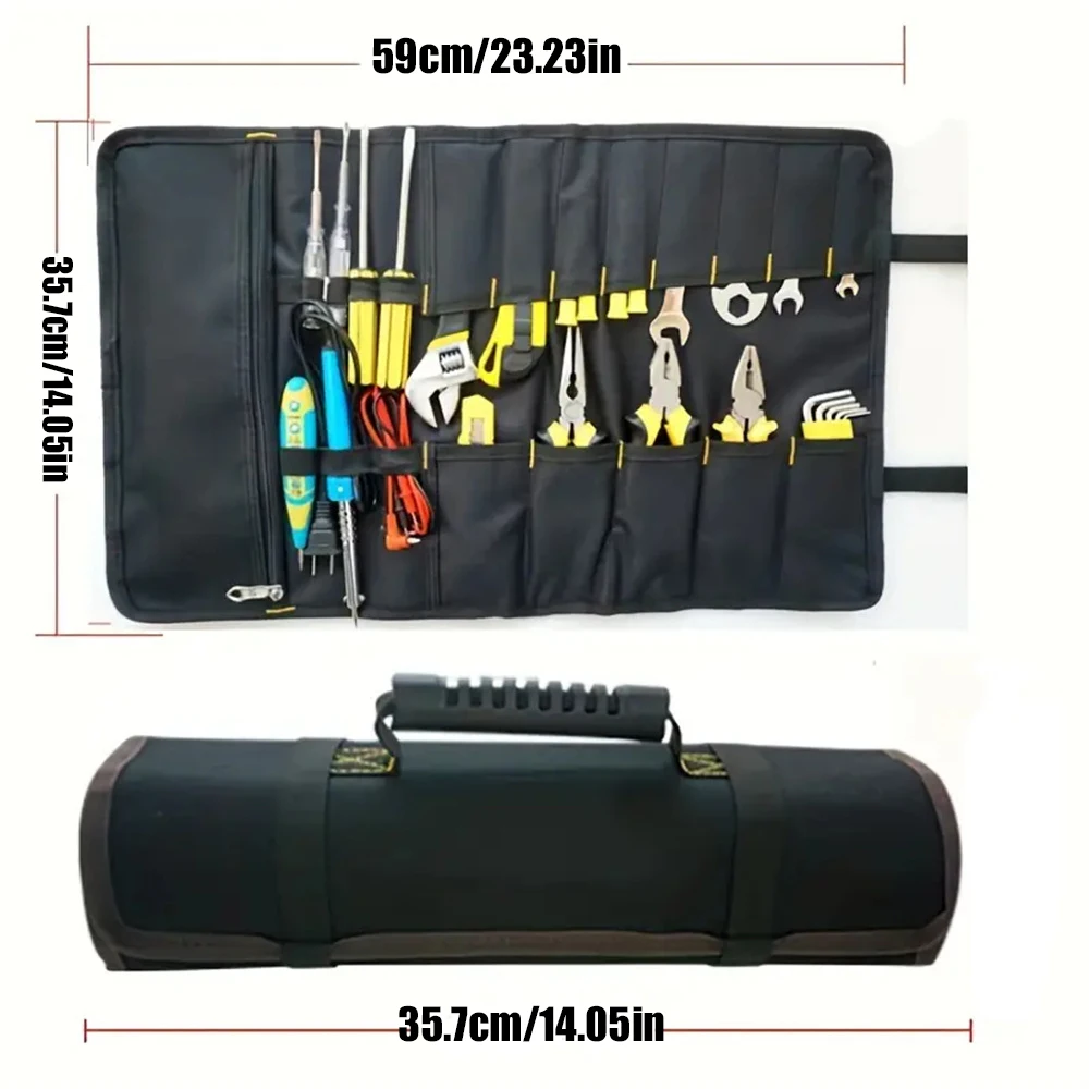 1PC Tool Roll Bag Heavy Duty Roll Up Tool Bag Wrench Roll Multipurpose Tool Organizer Bag for Electrician Folding Tool Bag