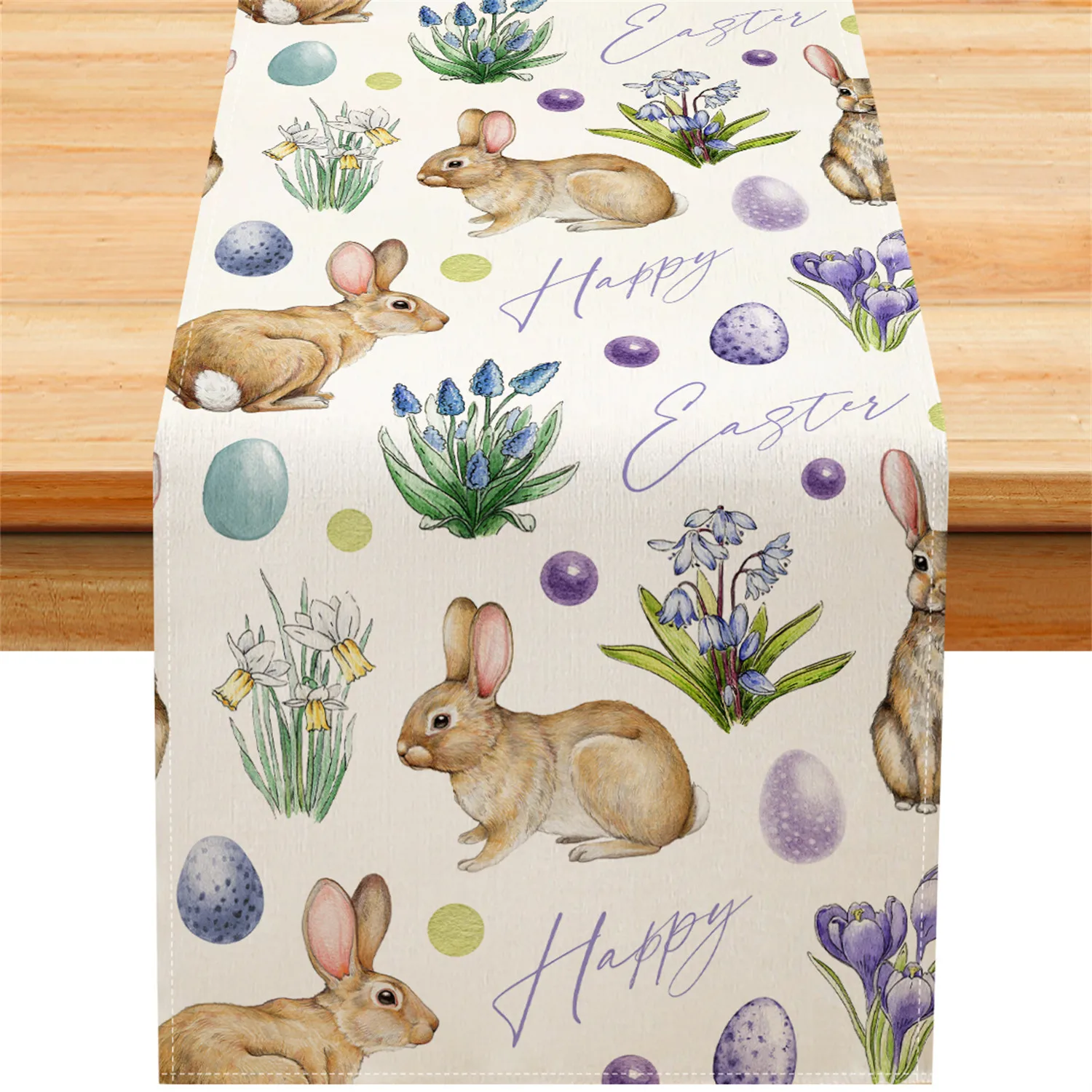 1 Piece Easter Table Runner, Easter Eggs, Christian Cross, Lily Flower, Spring, Resurrection Day, Party, Home, Kitchen, Dining Room Decoration