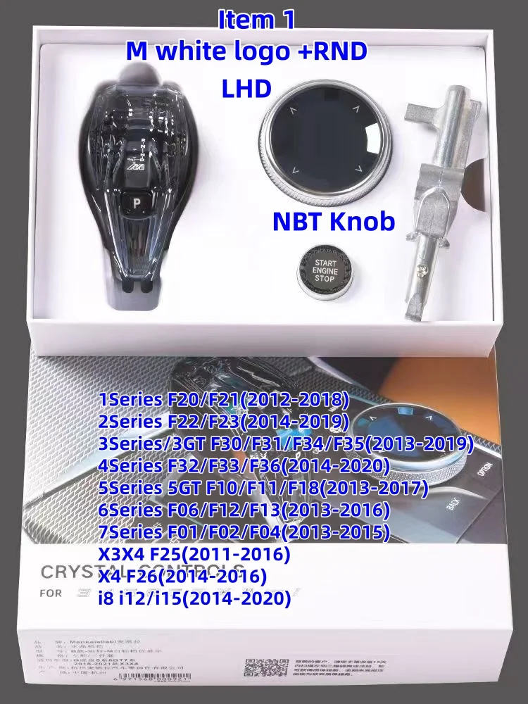 4PCS LHD RHD Crystal Gear Shift Knob Handle with Short Pole For BMW F01 F02 F07 F10 F11 F15 F16 F20 F25 F26 F30 F31 F32 F33 F34