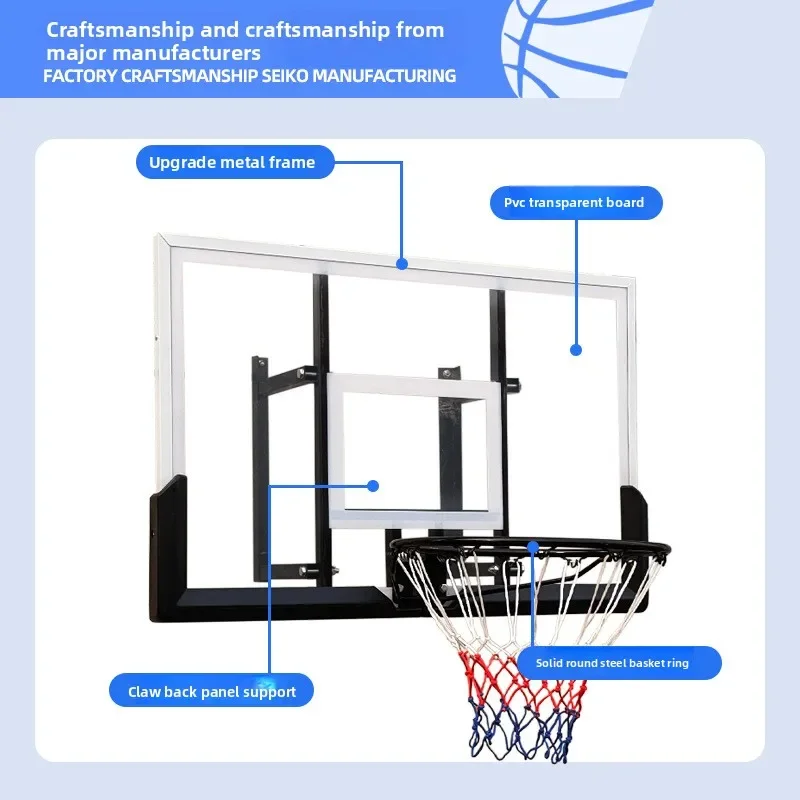 Wall-mounted basketball hoop, outdoor training household wall basketball hoop, indoor children's and youth  board