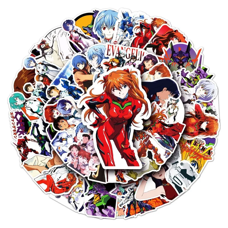 50pcs Neon Genesis Evangelion Graffiti Stickers Water Cup Luggage Desktop Stationery Skateboard Refrigerator Decorative Stickers