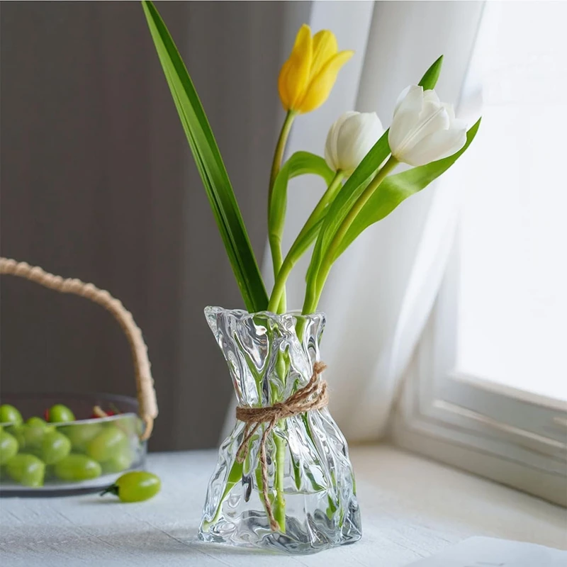 مزهرية زجاجية، عصرية، مزهرية زجاجية، صناعة يدوية، قاعدة زجاجية، مزهرية مفردة، مزهرية زهور، داخلية،