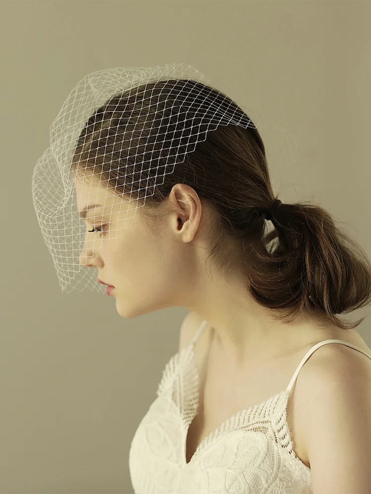 Velos blancos para jaula de pájaros de boda para mujer, velo de novia corto de una capa con peine, colorete de dama de honor