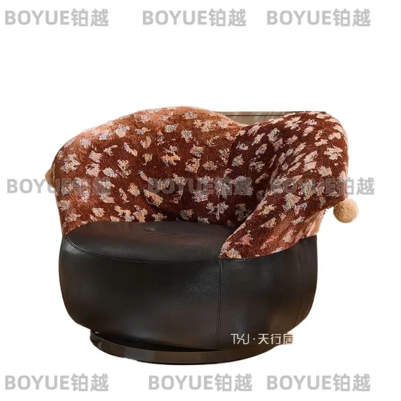 Funny Clown Plush Swivel Armchair Soft Fabric Rotating Accent Chair for Living Room Bedroom Balcony Cozy Single Seat