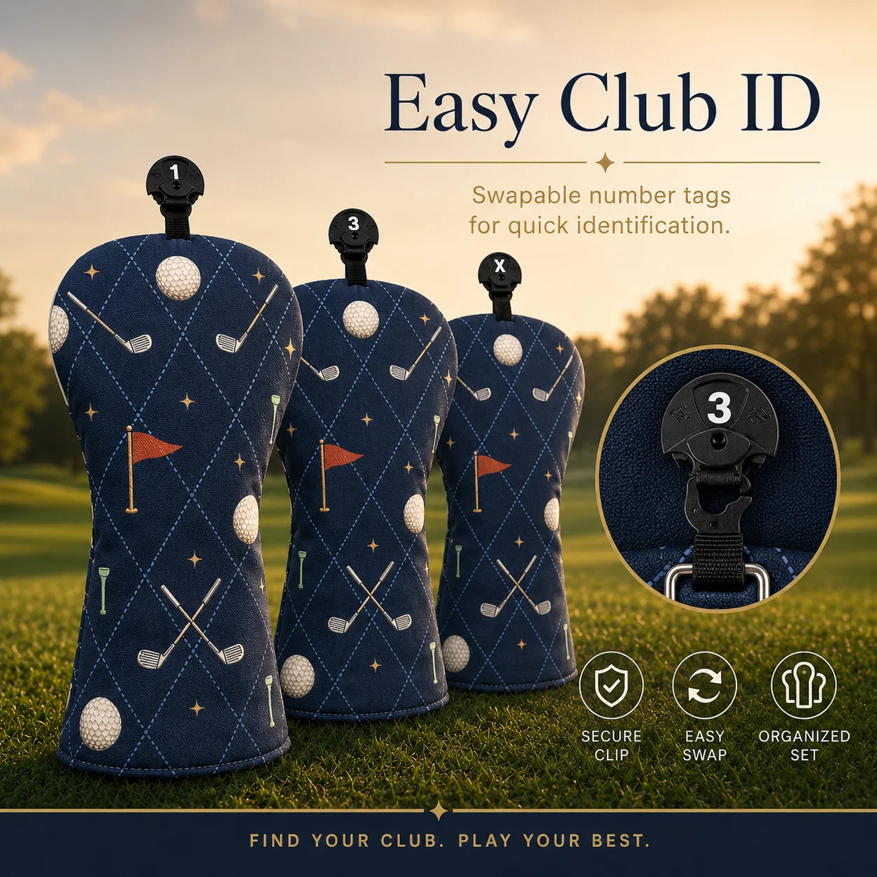 Custom Printed Golf Head Covers Personalized Pattern Driver Fairway Wood Hybrid Club Protector Sleeve 460cc Gift for Golf Lovers