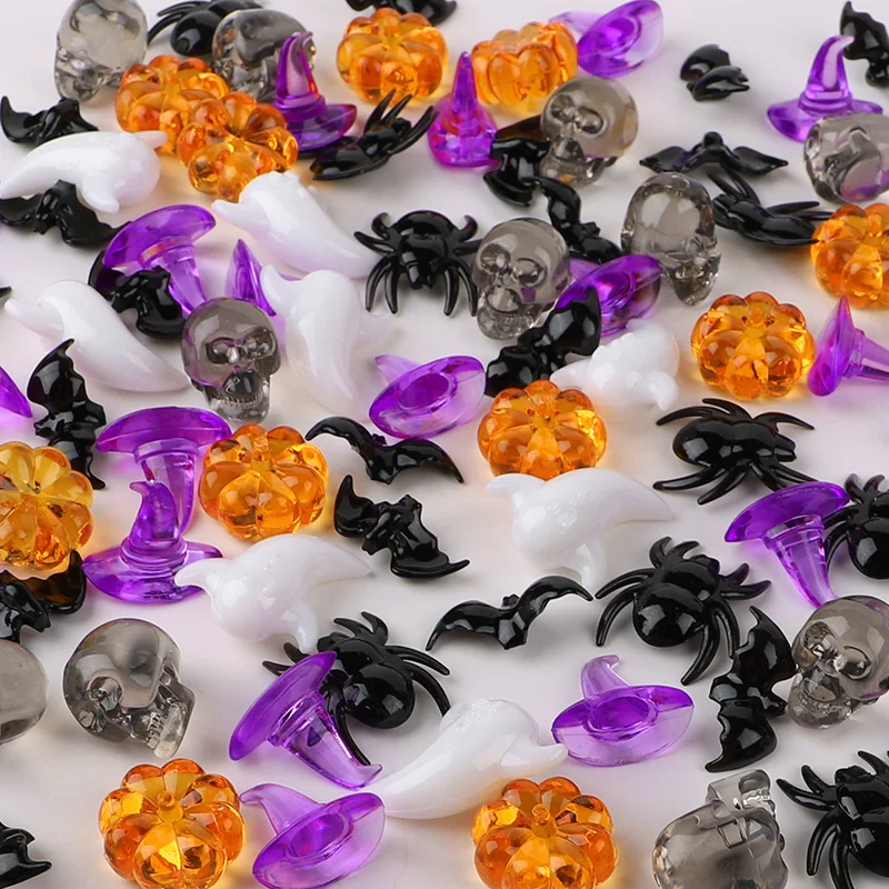 

Halloween Acrylic Ornaments Mini Pumpkin Skull Head Witch Hat Table Scatter for Halloween Party Home Decoration Kids Favors Gift