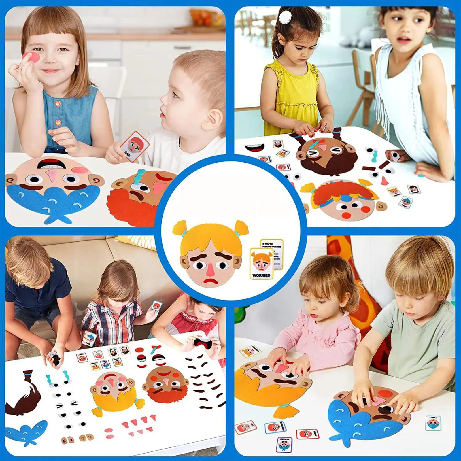 Sensory Toys Kids-Adults Multi-Expression Face Stickers Social Emotional Learning Preschool Express Happy-Angry Etc.Faces Games