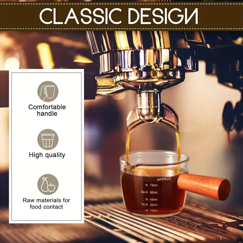 Podwójna miarka do espresso i mleka o pojemności 100 ml z drewnianą rączką - precyzja, trwałość i elegancja dla baristów