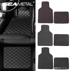 SEAMETAL Car Floor Mats PU Waterproof Foot Pads 4Pcs Universal Auto Carpet Interior Floor Mat Anti Scratch Feet Pads Cushion