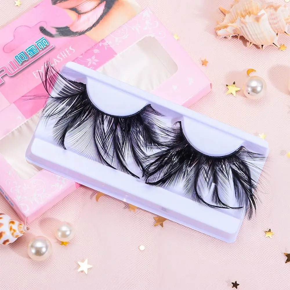 1Pair Halloween Feather Eyelashes Natural Extra Long Eyelash Extension Exaggerated Lashes For Masquerade Party Anime Cosplay