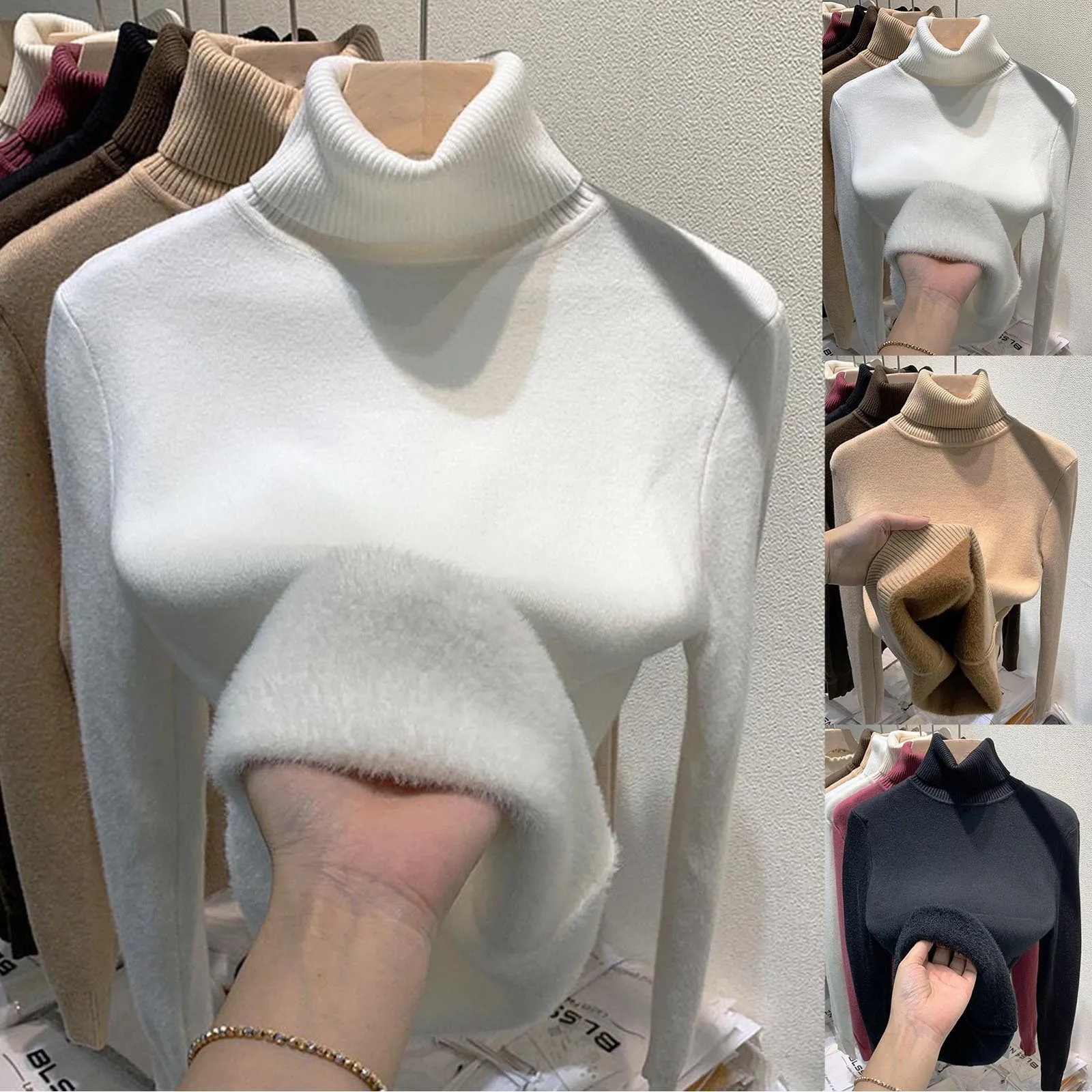 

New Turtleneck Autumn And Winter Sweater Women Elegant Thicken Lined Warm Knitted Pullover Slim Tops Jersey Knitwear Jumper 2024