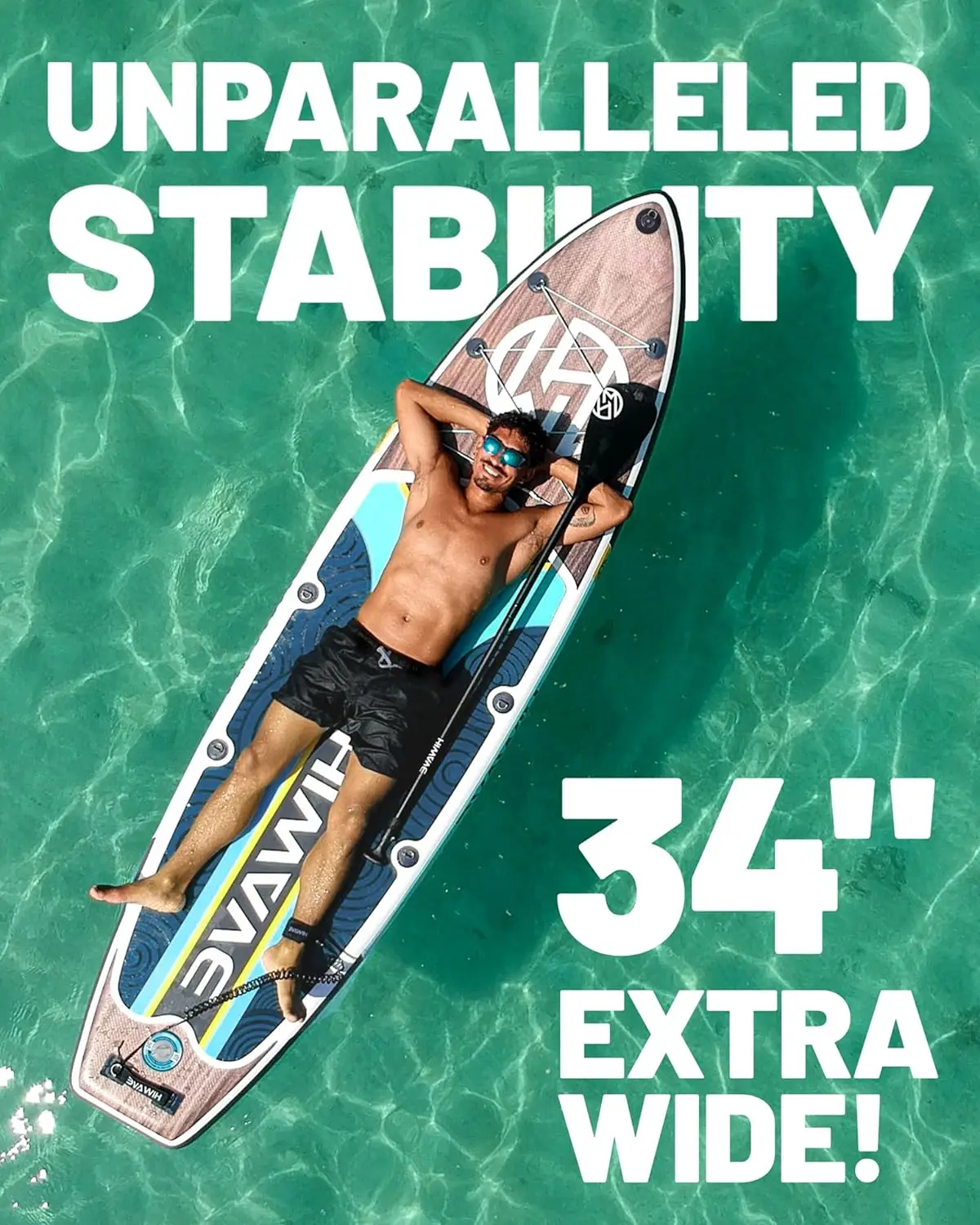 Inflatable Stand Up Paddle Board 11’*34”*6” Sup Board, 350lbs Capicity, Pet Friendly Paddle Board for Ocean&Lake, w/3pcs Adjusta