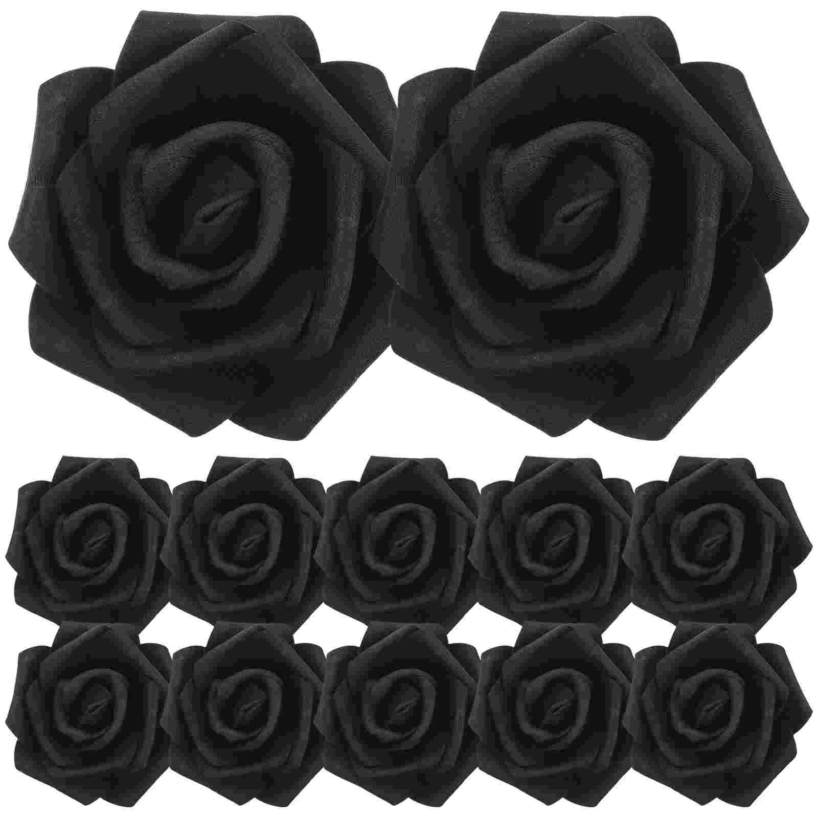 

100 Pcs Artificial Rose Heads Light Pink Flowers Petals Fake Decor Foam Roses Black Bride