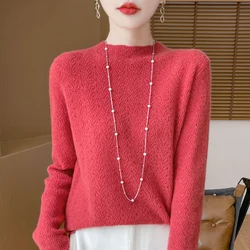 100% Merinowolle High-Collar-Pullover Frauen gestrickt Pullover Top Winter warm weich polychrome Pullover Damen Pullover