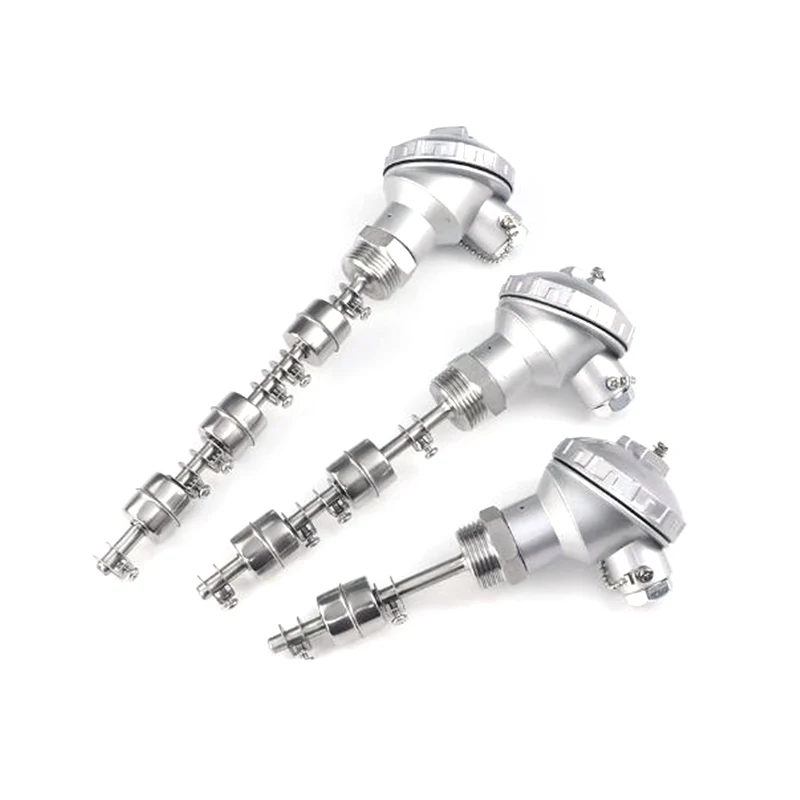 1PC Adjustable Thread Type Double Floating Ball Switch SUS304 Liquid Level Controller Length 8mm x 100mm-600mm DN25 -20-120℃