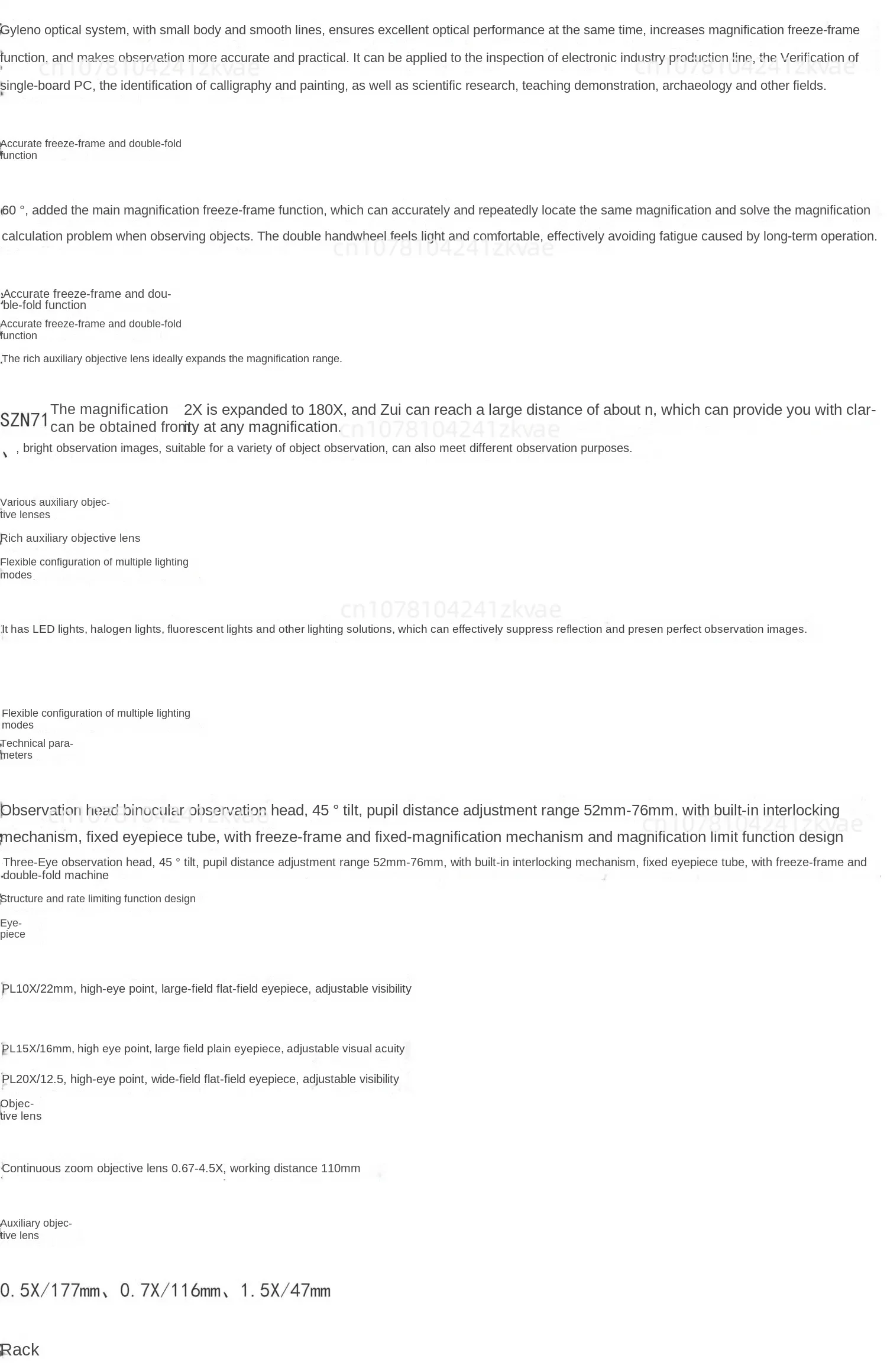 The Magnification of The Body Microscope SZN71 Continuously Zooming Binocular and Binocular Binocular Is 0.67X-4.5X