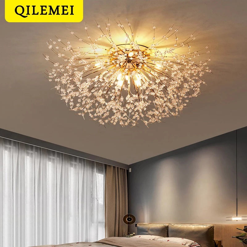 cristal dandelion led lustre nordic spark ball floco de neve sala de estar quarto corredor luzes de teto 01