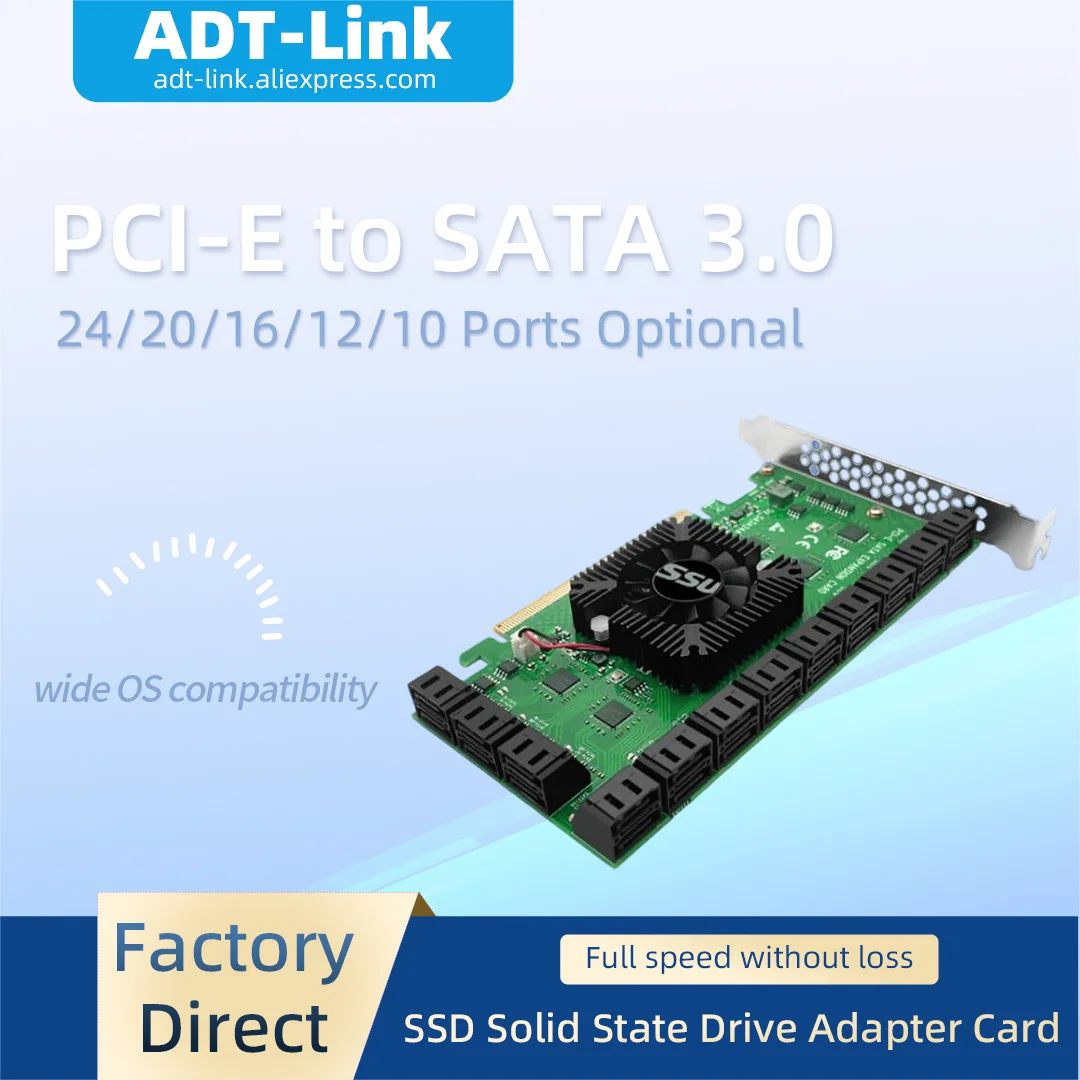 10/12/16/20/24 Ports PCIe to SATA 3.0 Expansion Card 6Gbps SSD HDD Adapter Card PCI-E X4 SATA Controller Card Hard Disk