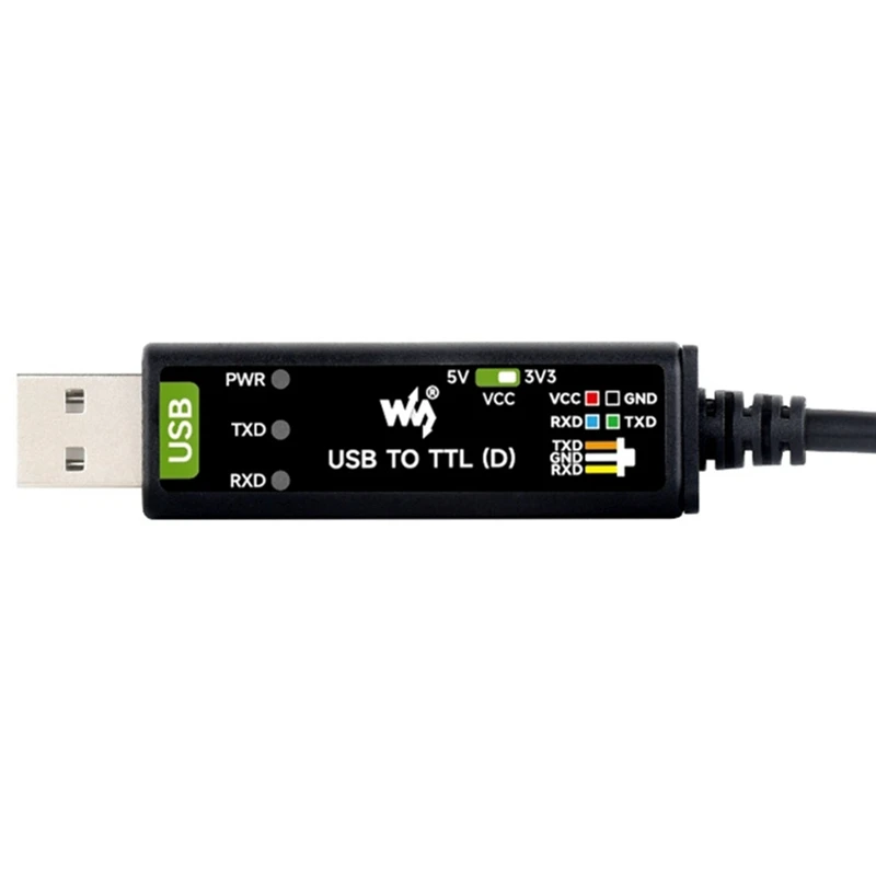 Przemysłowy kabel modułu szeregowego Waveshare USB do TTL (D) FT232RNL 300Bps-3Mbps dla Raspberry Pi 5 moduł debugowania portu szeregowego