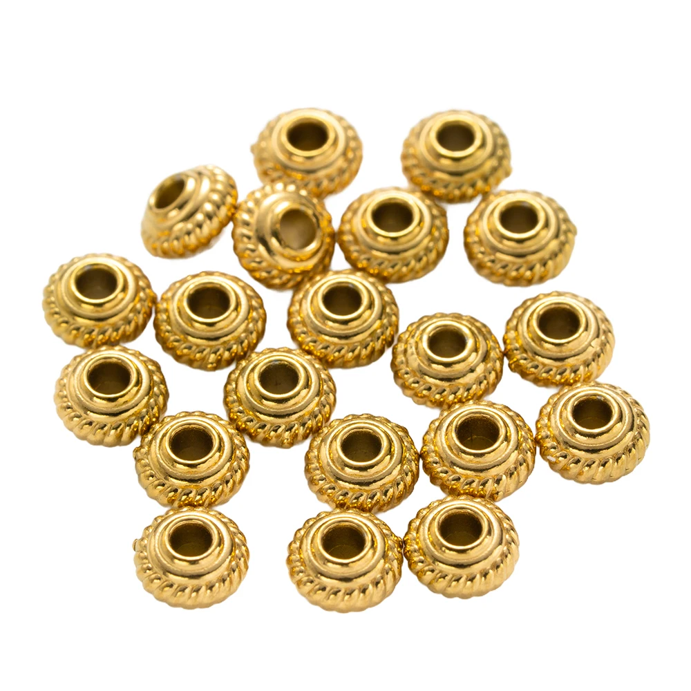 20pcs Stainless Steel Flat Round Spacer Beads For Bracelet Jewelry Gold Loose Beads DIY Jewelry Findings Handmade Accessories view 5