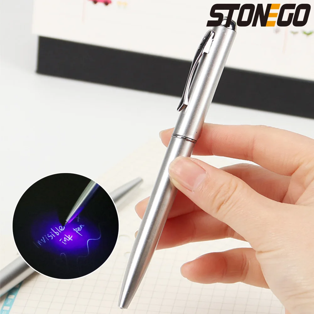 STONEGO-Bolígrafo de tinta Invisible de Material plástico, bolígrafos con luz Uv, bolígrafo mágico secreto, novedad