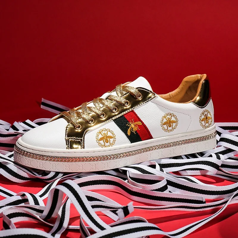unisex skateboard embroidery designer shoes young casual sneakers for man flats striated leather shoes for woman luxury menswear