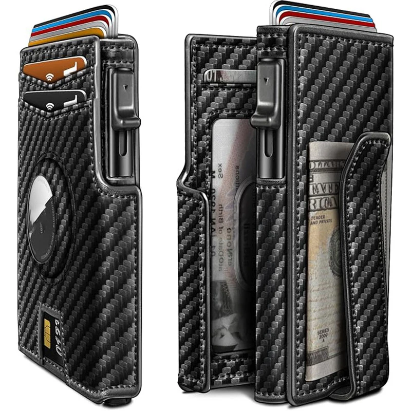 Portefeuille magnétique ultra fin pour homme avec couleurs contrastées, anti-vol en microfibre, grande capacité