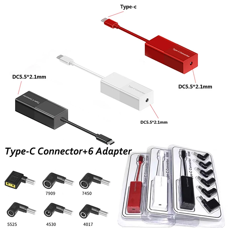 

Type-C Connector Adapter Converter+6 DC Dead Charger Conversion Ports 65w For Lenovo/IBM /Dell /HP/ASUS/Sony/Acer/ BenQ/Fujitsu