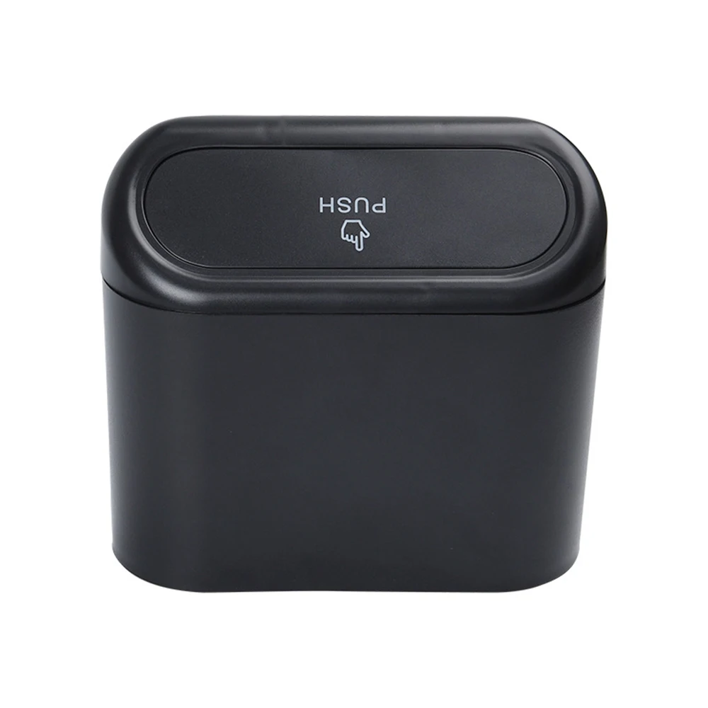 Car Dust Case Trash Bin Hanging Vehicle Garbage Storage Box Plastic Pressing Square Trash Can Type Auto Car Interior Accessories