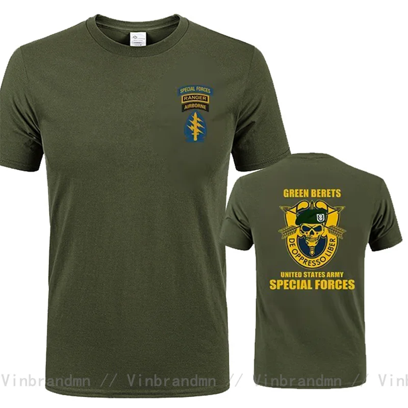 

Hot Sale Fashion US Army Special Forces Airborne Commando Ranger Front & Back Print T-shirt USA Military Green T Shirt Cool Tees
