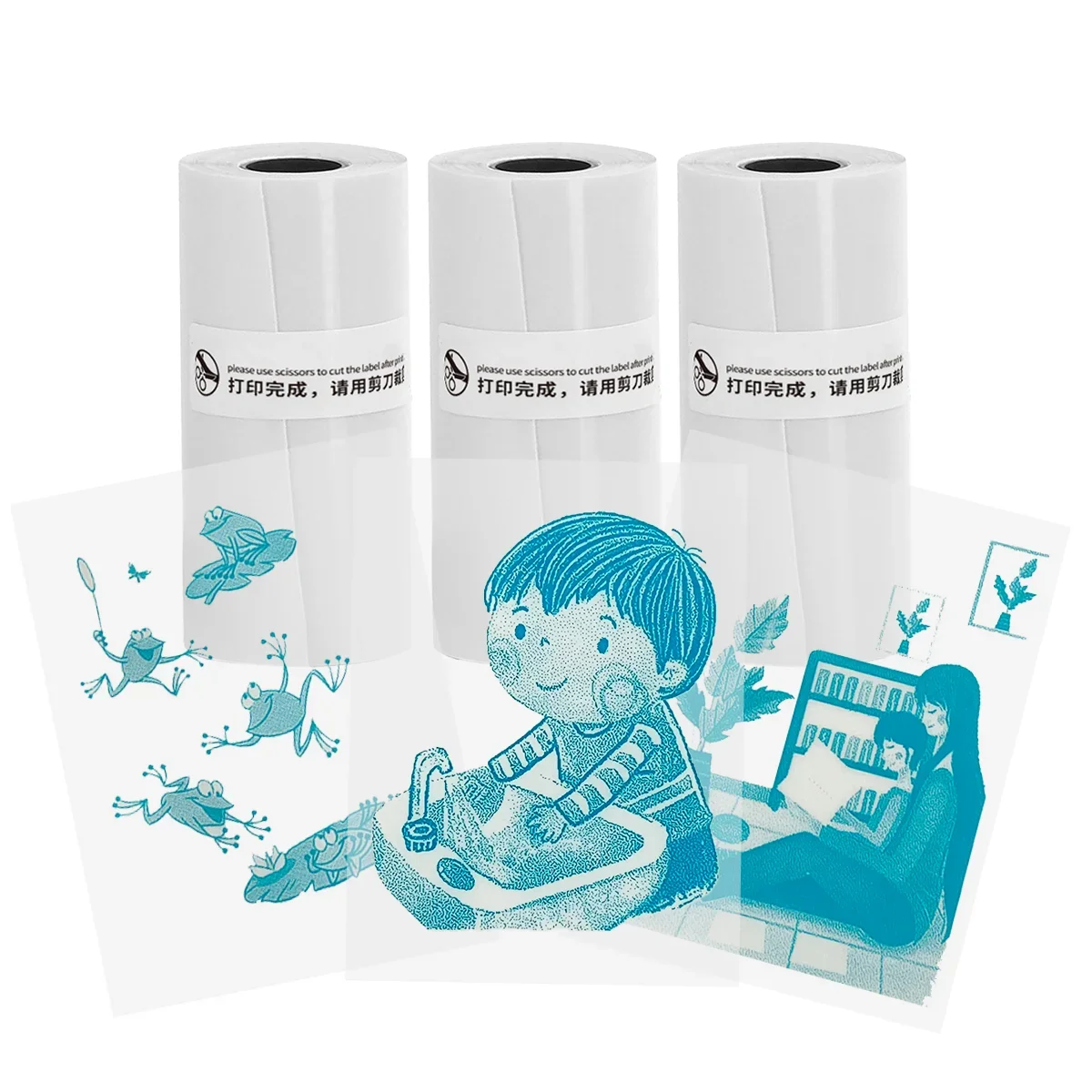 3 Rolls Transparent Self-Adhesive Thermal Paper Glossy Thermal Printer Paper for Mini Portable Printer 57mm X 25mm For Scrapbook