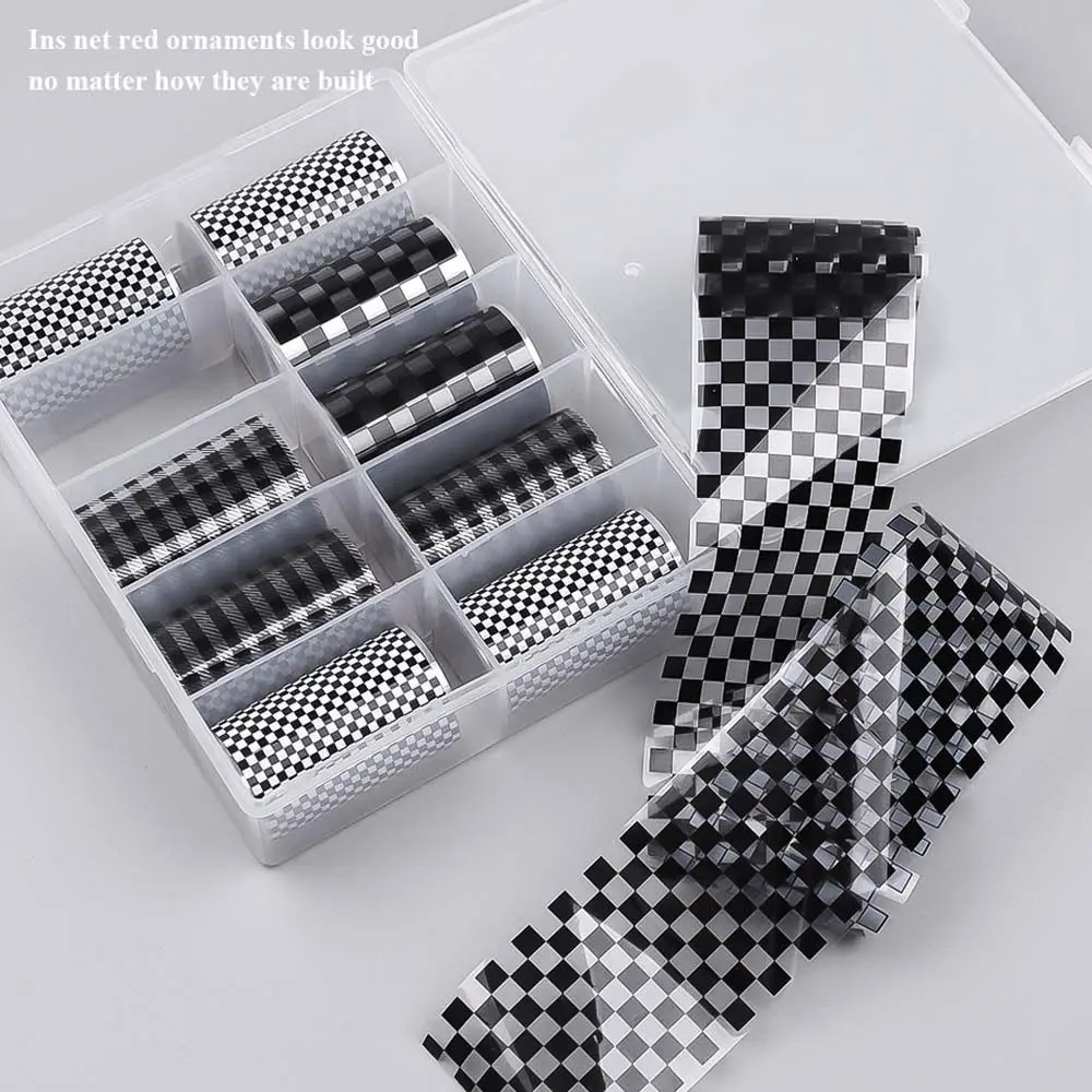 DIY Checker Board Black White Lattice Manicure Checkerboard Nail Stickers Nail Art Stickers Nail Art Decorations Nail Foils